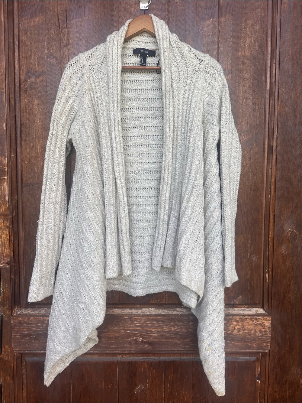 Forever 21 Open-Front Draped Cardigan - Light Gray